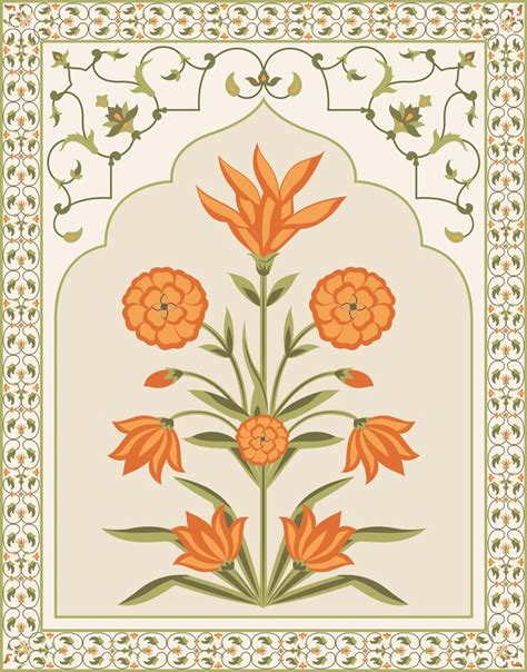 Mughal flower motif botanical floral ethnic motif and indian mughal ...
