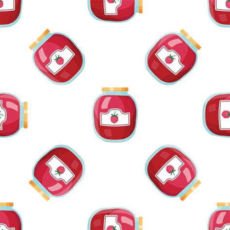 Raspberry jam glass jars seamless pattern on white background 52236740 ...