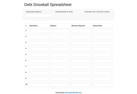 Free Printable Debt Snowball Templates [PDF, Excel] Worksheet