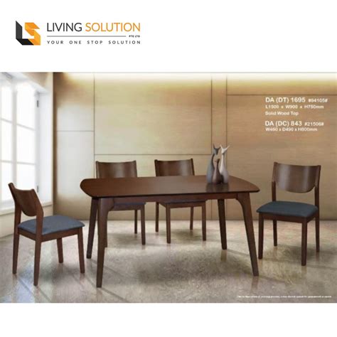 Jeno Solid Wooden Dining Table Set - Living Solution Pte Ltd
