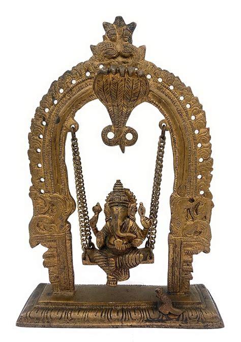 Buy Bhunes Brass Lord Ganesha Statue with Jhoola, Idol of Lord Ganesh ...