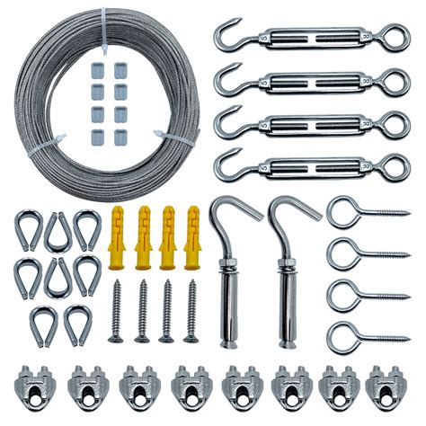 Buy 98 Ft Stainless Steel Wire Rope 1/13 Metal Cable with Ring Sleeve ...