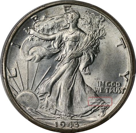 1943 - D Liberty Walking Half Dollar 50c Ms 65 Pcgs Multi Color Toned ...