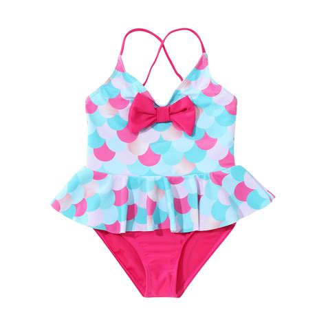 Buy Mother Daughter Swimming Costumes,O Neckline Ruffle Swimwear Beach ...