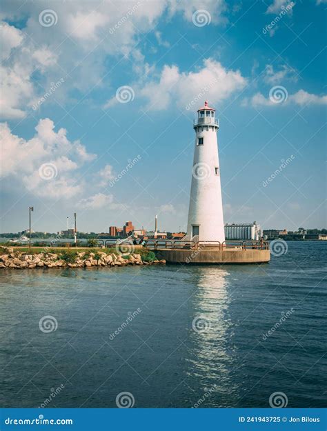 The Milliken State Park Lighthouse, in Detroit, Michigan Stock Image ...