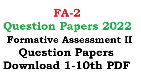 APSCERT FA-2 Question Papers 2022 Download PDF Formative Assessment II ...