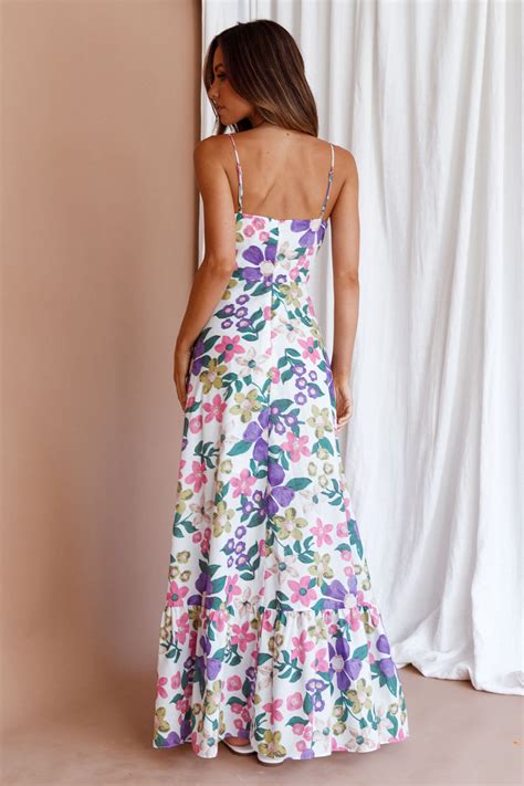 Shop the Beachside Flounce Hem Maxi Dress White Floral | Selfie Leslie