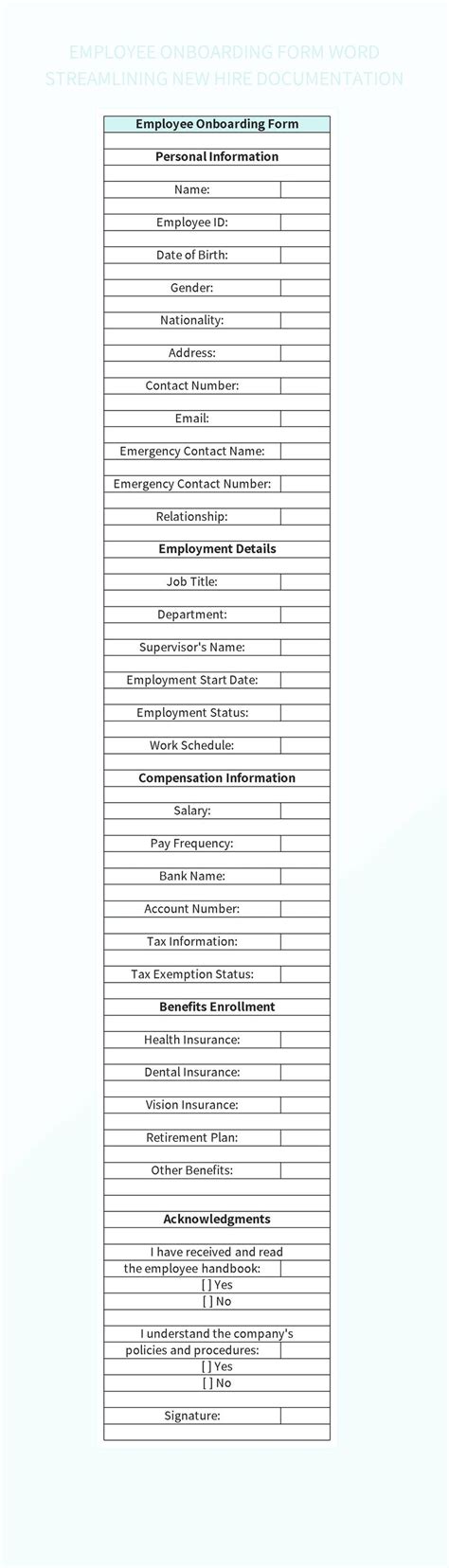 Image result for Employee Onboarding Form