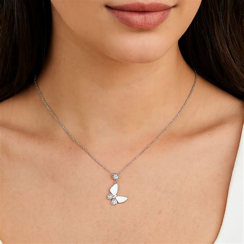 Mashha 925 Silver Rhodium Plated Silver Butterfly Pendant