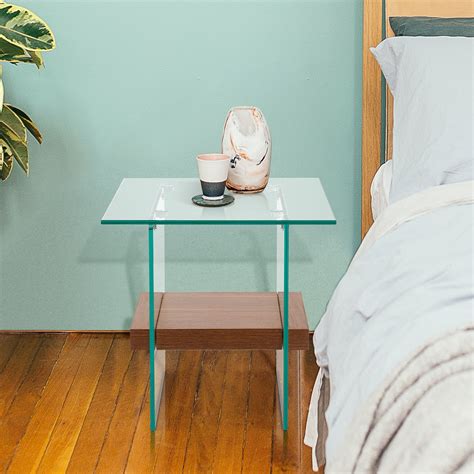 ivinta Modern Glass End Table, Small Side Table for Living Room, Narro ...