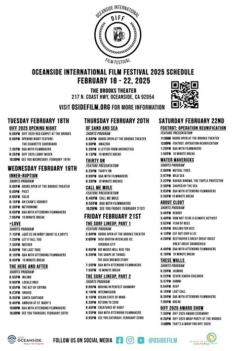 OIFF 2025 SCHEDULE - WEDNESDAY, FEBRUARY 19TH, 2025 - Oceanside ...