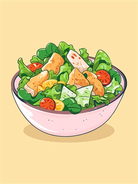 Chicken Caesar Salad Vector Illustration