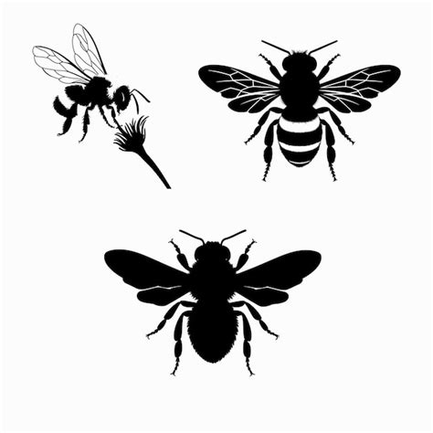 Bee extracting honey from a vector illustration of a flower silhouette ...