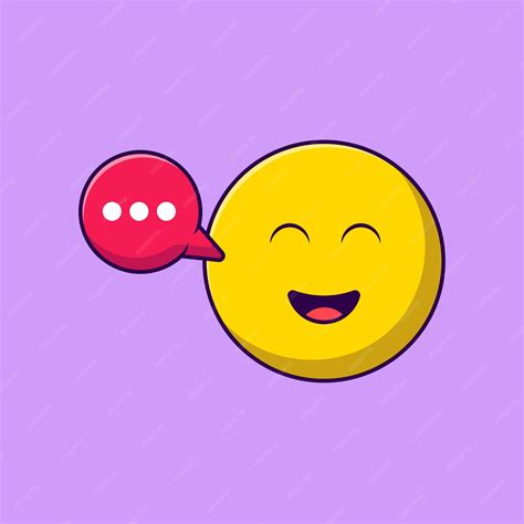 Premium Vector | Happy Smile Emoticon with Talk Speech Bubble Cartoon ...