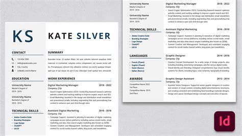 InDesign Resume CV Template - Navy Details | Buy Templates | Skillshare