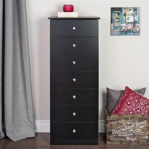 Prepac Black Edenvale 7 Drawer Tall Chest - Home - Furniture - Bedroom ...