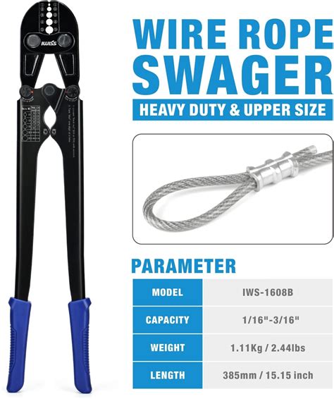 Buy IWISS IWS-1608B Wire Rope Crimping Tool for Aluminum Loop Sleeves ...