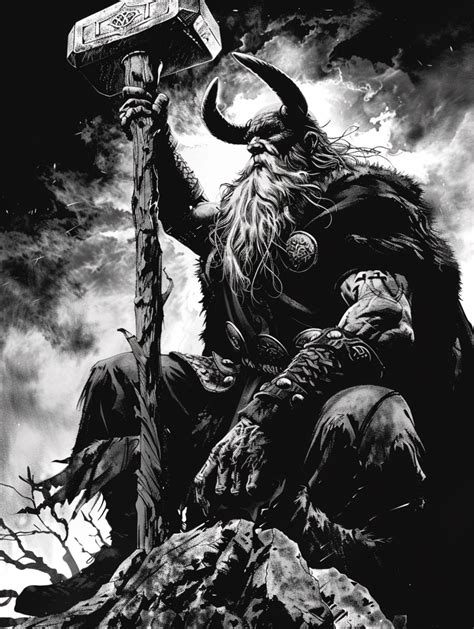 Odin Holding Thor's Hammer: Norse God AI Art Print (digital Download ...