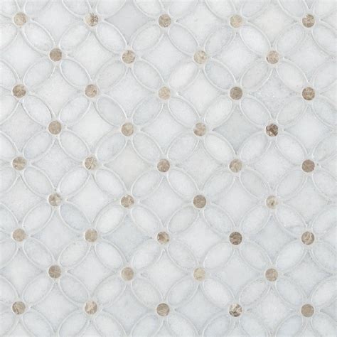 Carrara Chateau Flower White Marble Mosaic Tile | Floor and Decor