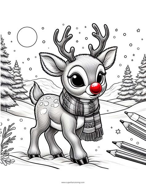 Cute Christmas Reindeer Coloring Pages