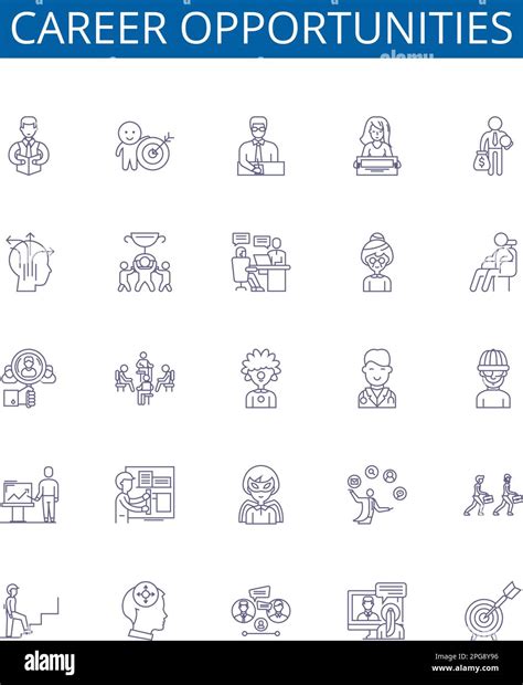 Career opportunities line icons signs set. Design collection of Opportunities, Career, Jobs ...