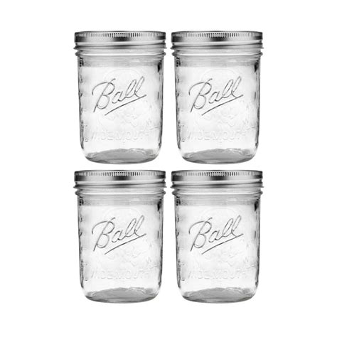 Ball Brand Pint Size Mason Jar 16 Ounces, Wide Mouth Clear Glass with ...