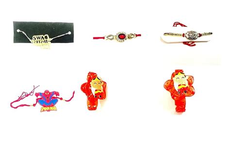 Buy SWHF Designer Bracelet Rakhi for Brother Combo (Pack of 5, Multi ...