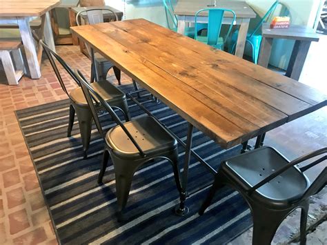 Handmade Industrial Farmhouse Dining Set: Walnut Table, Bench, Metal ...