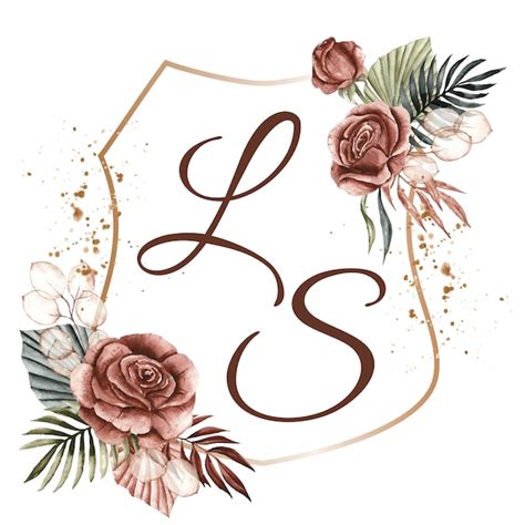 Handgezeichnetes Aquarell-Initialen-Blumenmuster | Kostenlose Vektor