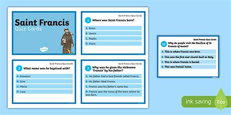 Saint Francis of Assisi Quiz Cards