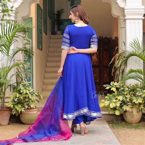 Royal Blue GottaPatti Anarkali Set With Organza Dupatta – Byutify.in