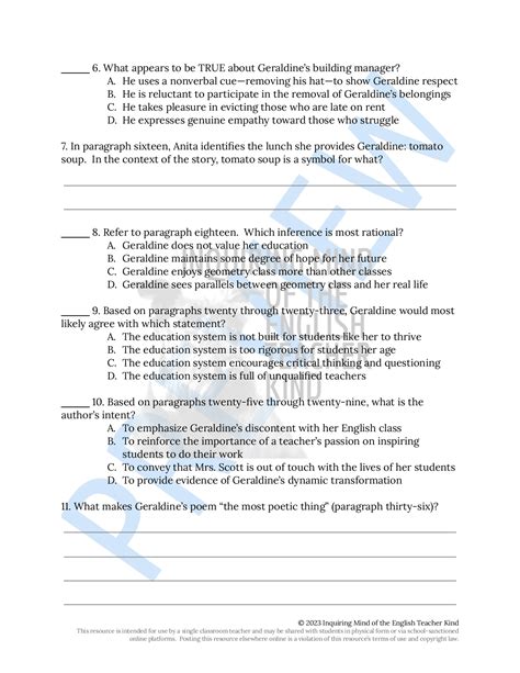 "Geraldine Moore the Poet" by Toni Cade Bambara Close Reading Questions ...