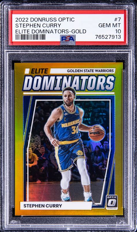Stephen Curry 2022 Optic #7 Elite Dominators - Gold /10 PSA 10 Price ...