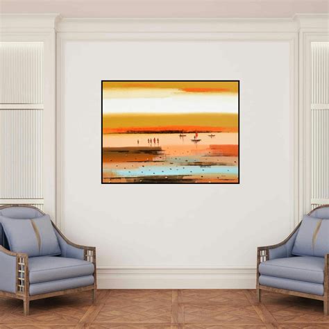 "Abstract Landscape 18": Yellow Acrylic Painting by Reba Mandal ...