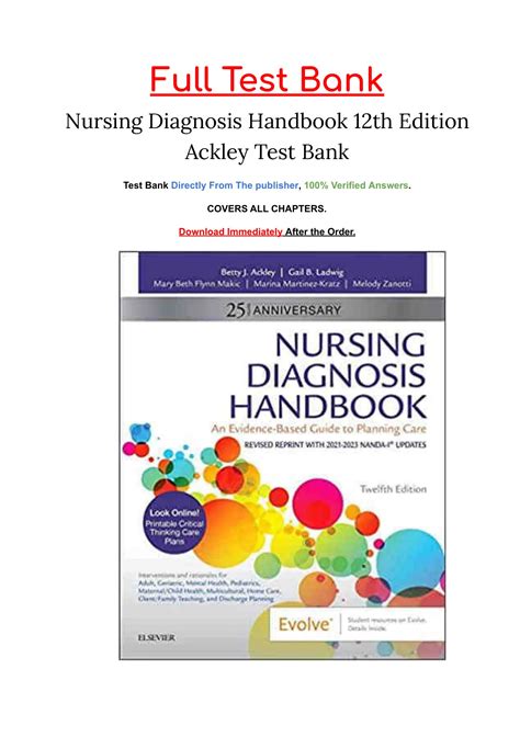 Nursing Diagnosis Handbook 12th Edition Ackley Test Bank - Nursing ...