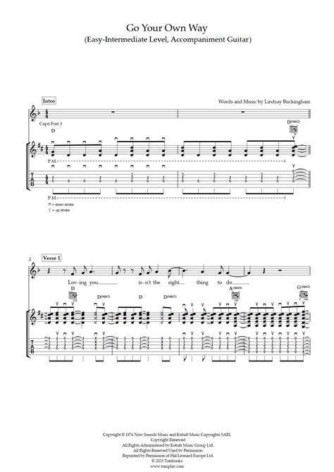 Go Your Own Way (Easy/Intermediate Level, Accompaniment Guitar ...