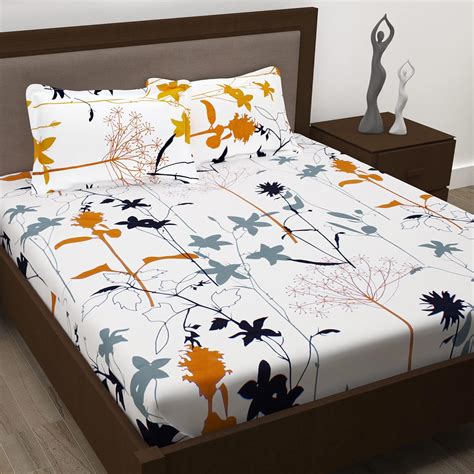 Story@Home 186 TC Floral Fine Cotton Flat Sheet King Size 1 Bedsheet ...