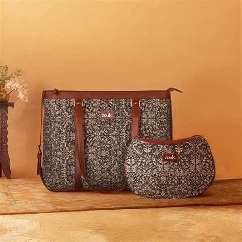 Lattice Lace Structured Shoulder Bag and Women's Office Bag Combo