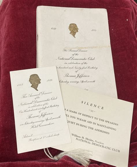 1934 National Democratic Club Annual Dinner Ticket and Program | eBay