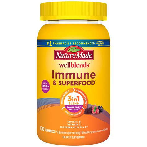 Amazon.com: Nature Made Wellblends Immune & Superfood, Elderberry Gummies with Acerola Cherry ...