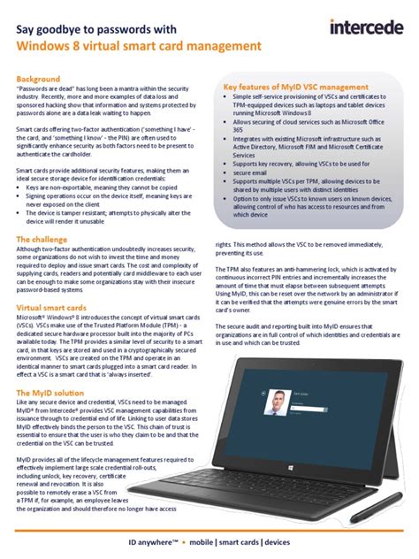 Windows 8 Virtual Smart Card Management: Say Goodbye To Passwords With | PDF | Smart Card ...