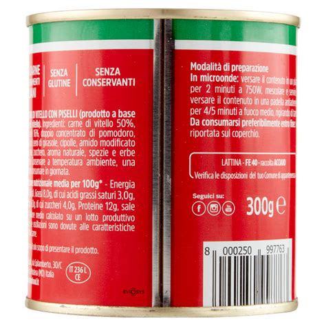 Spezzatino Vitello Con Piselli In Scatola Senza Glutine Montana ...