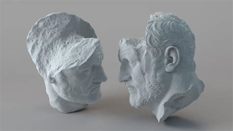 破损的男性头像雕塑C4D模型创意场景3D模型素材
