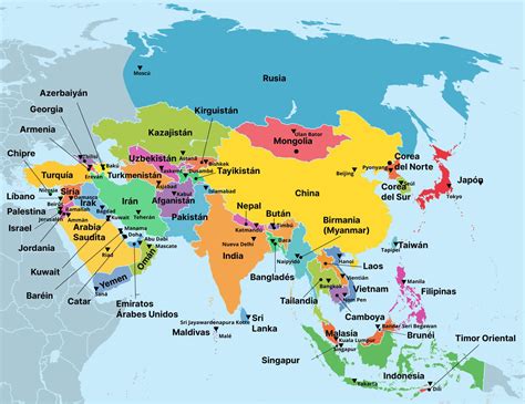 Mapa de Asia: países y capitales (listado completo) - Enciclopedia ...