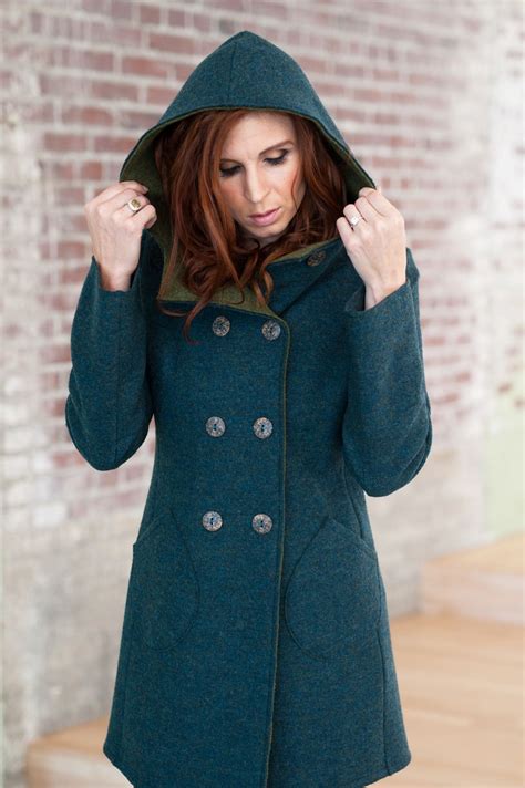 Virgin Merino boiled wool car coat in Teal and loden | Coat, Coats for ...