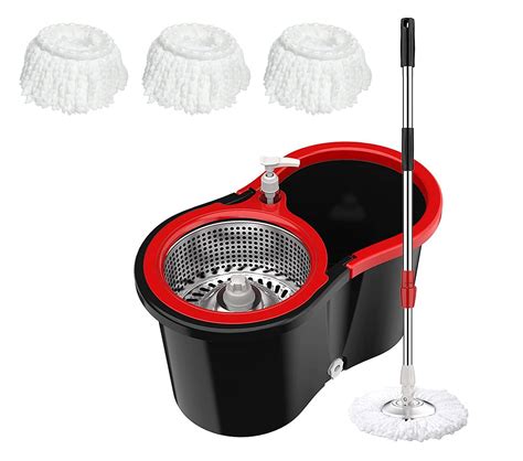 Buy Mop and Bucket with Wringer Set 360° 3psc Microfiber Spin Mop with ...