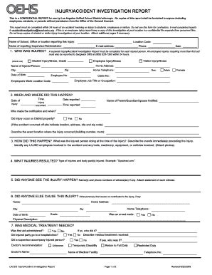 Lausd Accident Investigation Form - Fill and Sign Printable Template Online