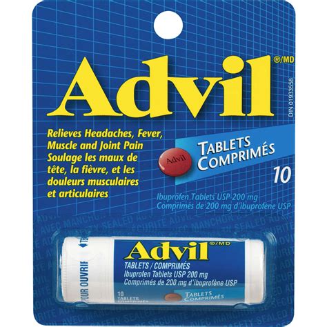 Advil Regular Strength Ibuprofen Tablets, 200 mg, 10 Count - Fast Pain ...