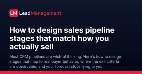 How to design sales pipeline stages that match how you actually sell ...