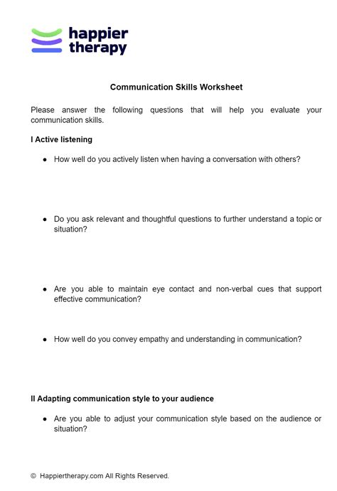 Communication Therapy Worksheets For Kids